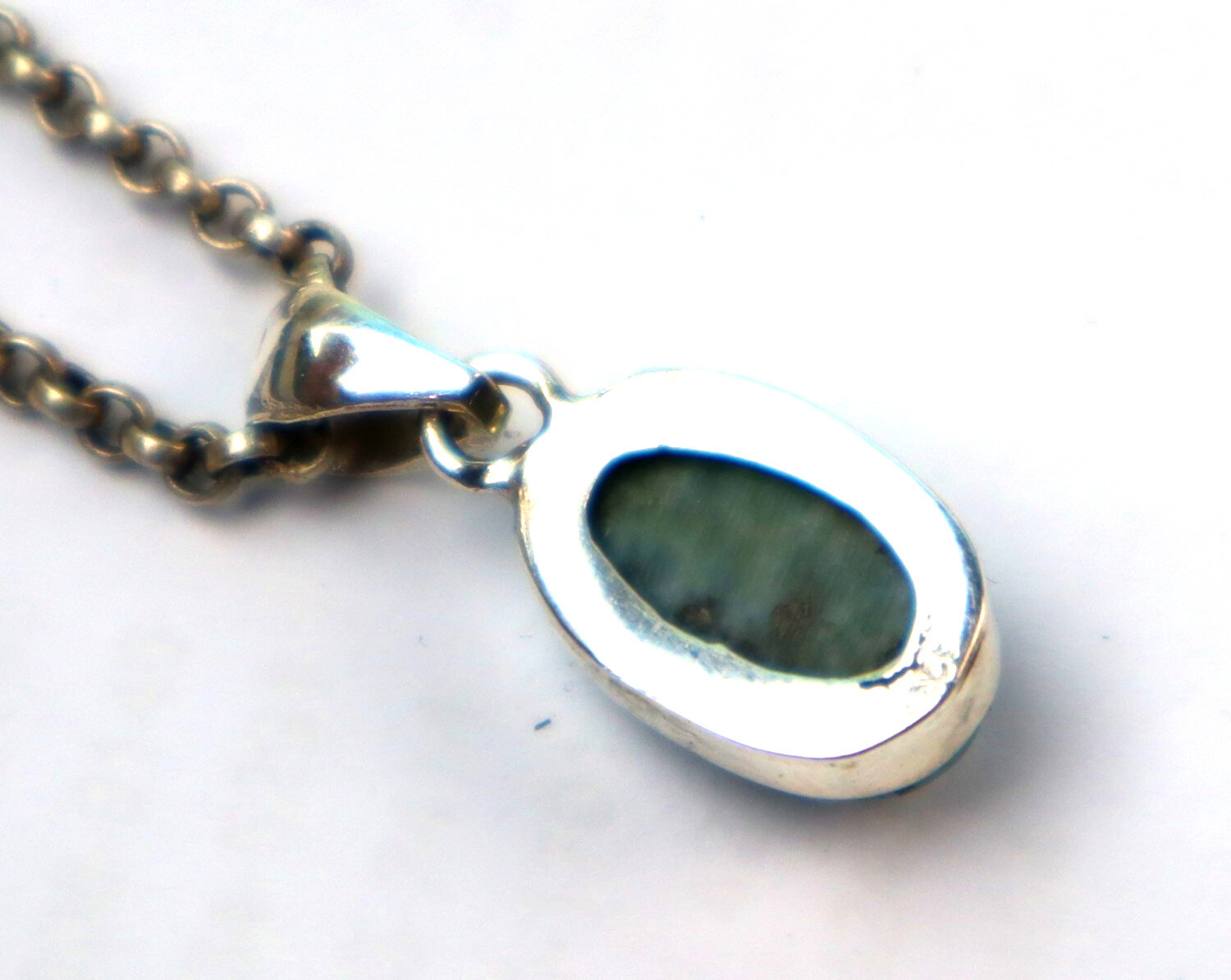 Natural Deep Blue Larimar .925 Sterling Silver Pendant 25mm – photo 6
