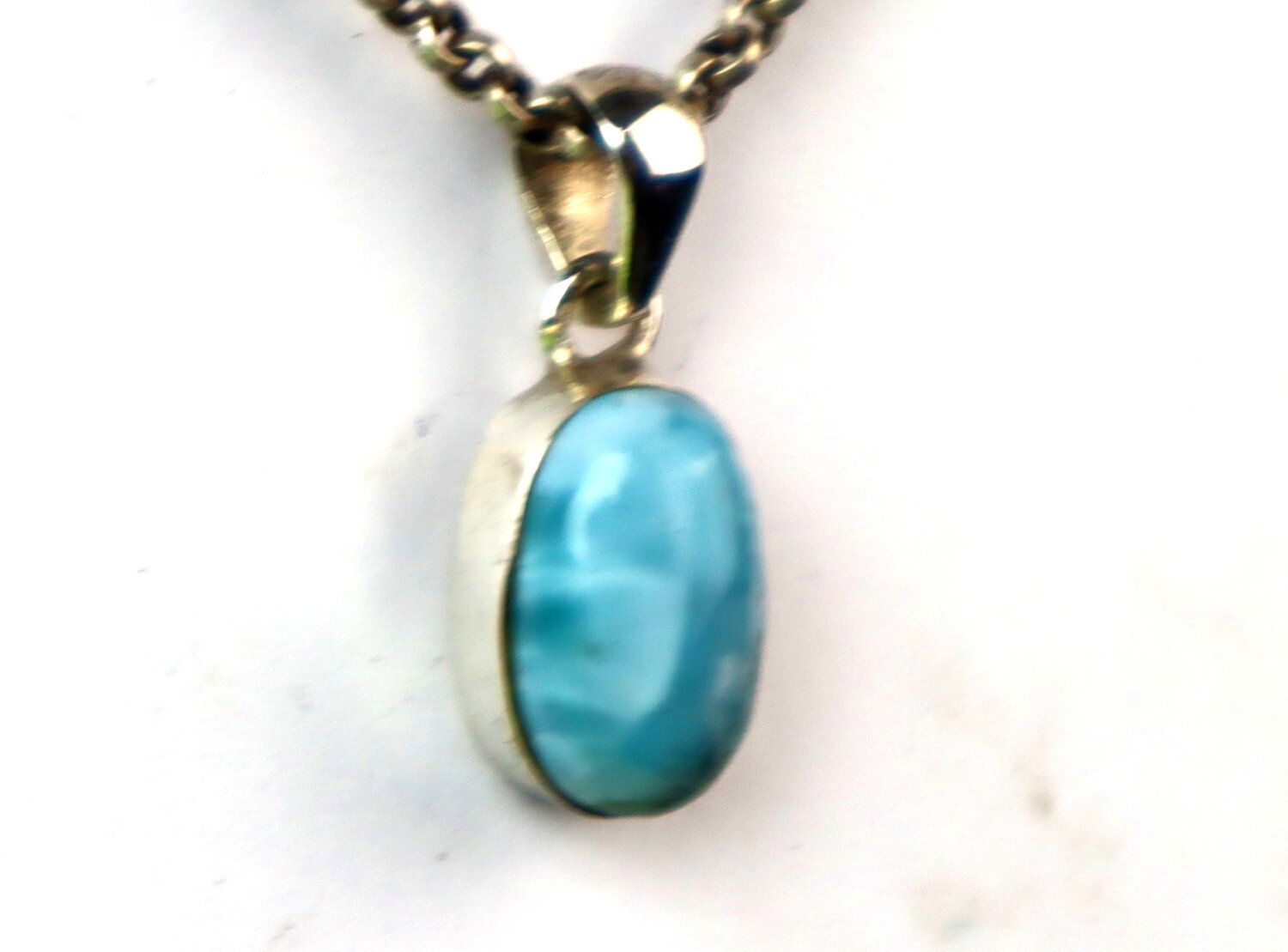 Natural Deep Blue Larimar .925 Sterling Silver Pendant 25mm – photo 8