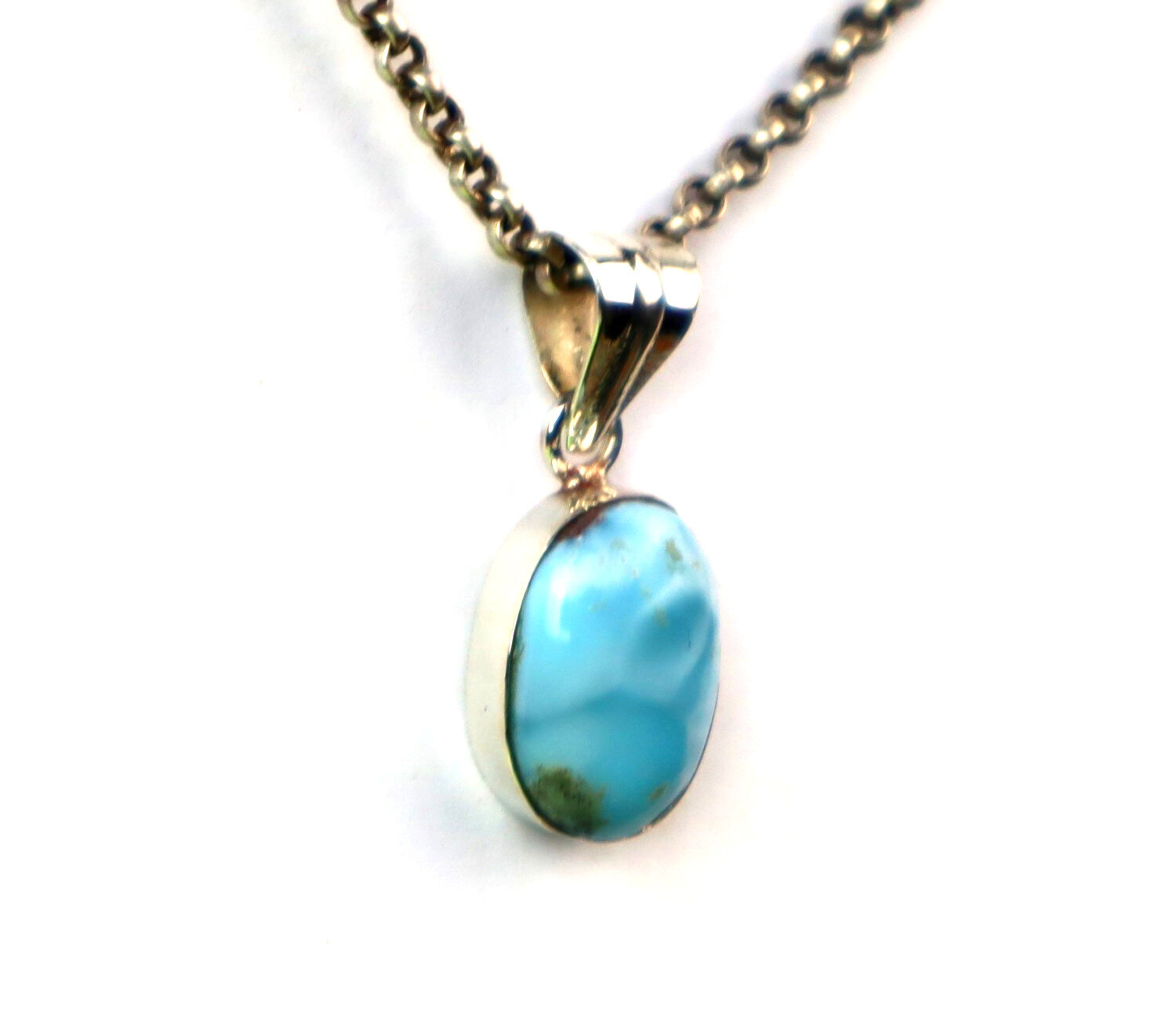 Lovely Natural Sky Blue Larimar .925 Sterling Silver Pendant 26mm – photo 6