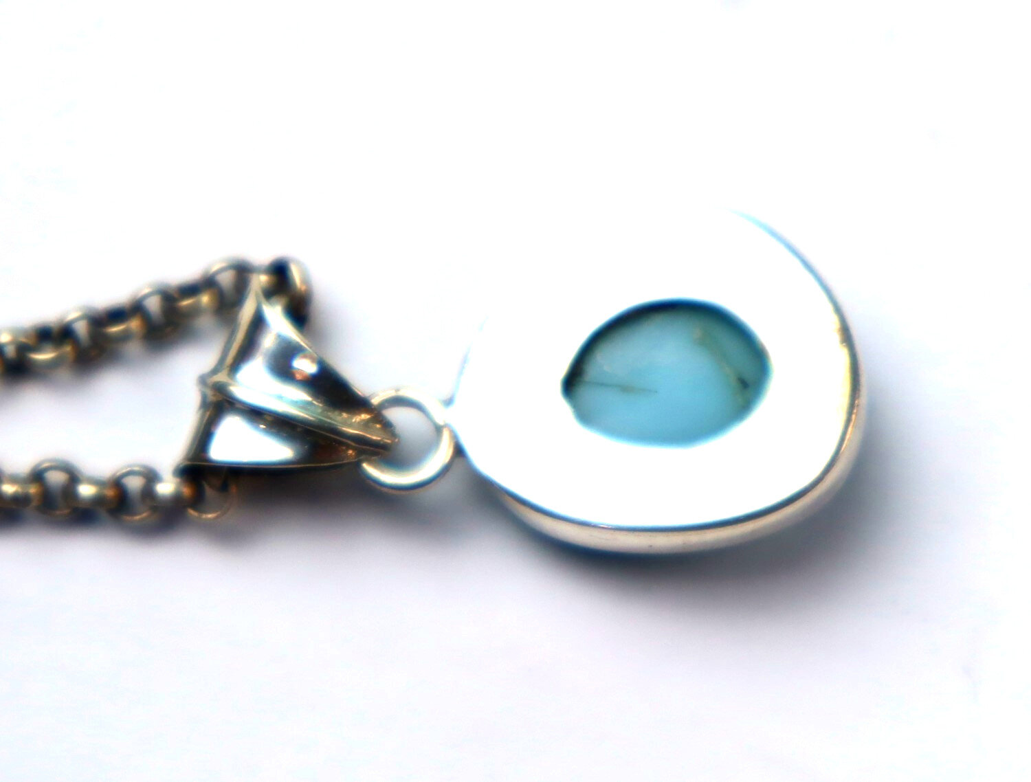 Natural Sky Blue Larimar .925 Sterling Silver Pendant 27mm – photo 7