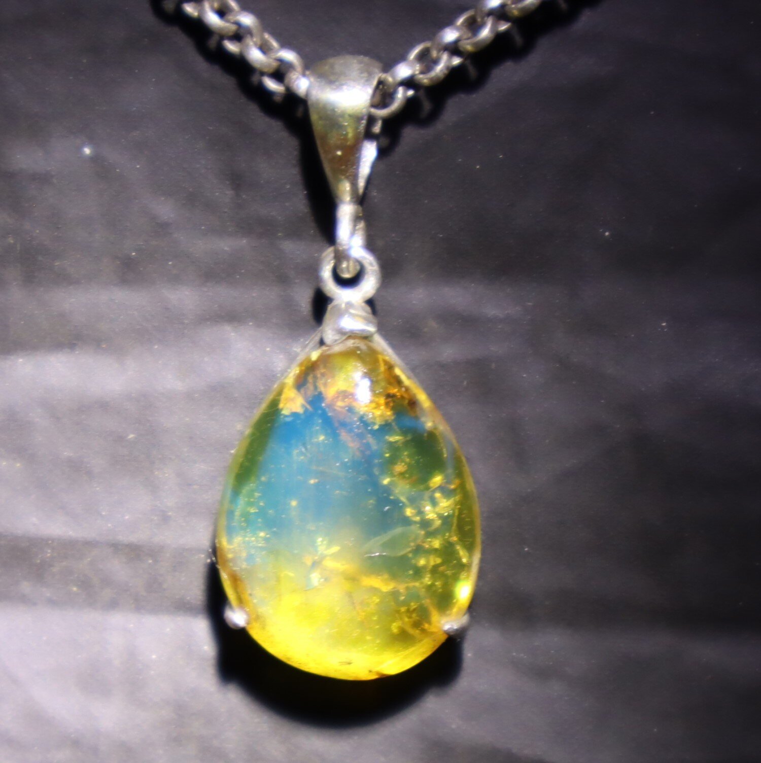 Exquisite Natural Clear Light Blue Amber .925 Sterling Silver Pendant 35mm – photo 6