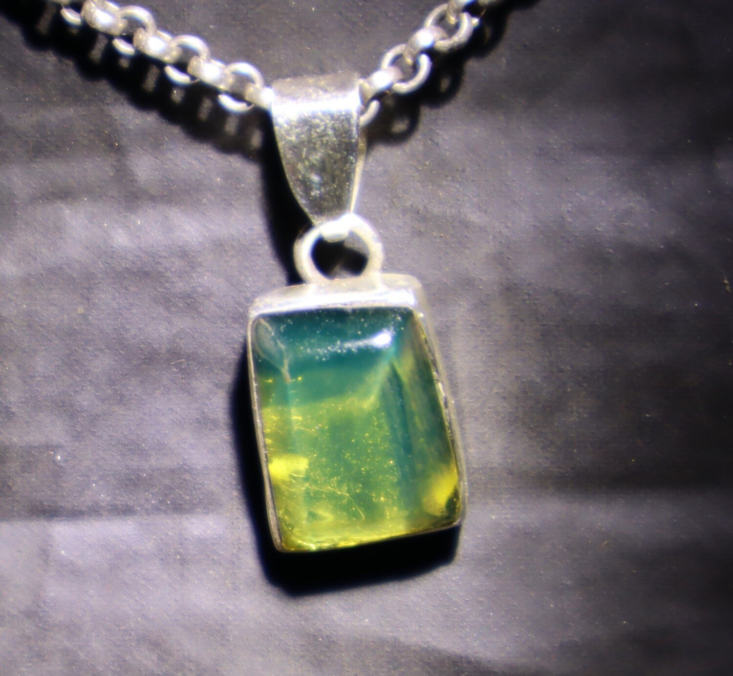 Beautiful Natural Clear Blue Green Amber .925 Sterling Silver Pendant 25mm – photo 6